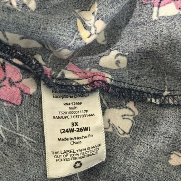 Terra & Sky Womens Plus Size 3X Floral Smocked Midi Dress With Ruffle Sleeves - - Picture 6 of 8